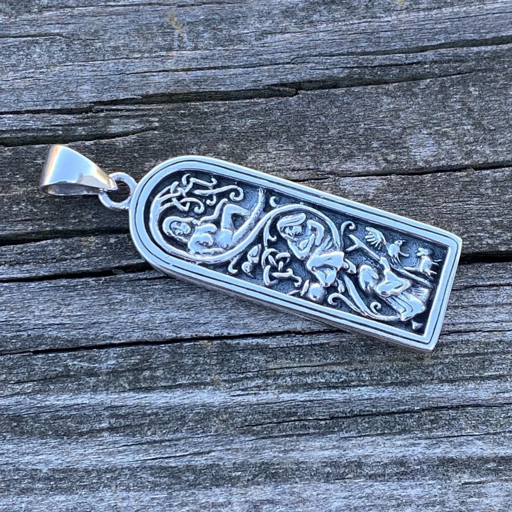 Maiden Mother Crone Pendant in solid .925 Sterling Silver Celtic Triple Goddess - Picture 4 of 11